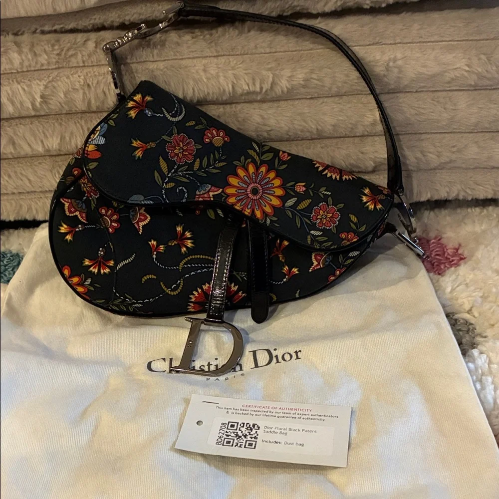Christian Dior Floral Canvas and Leather Saddle Bag - Picture 3 of 17